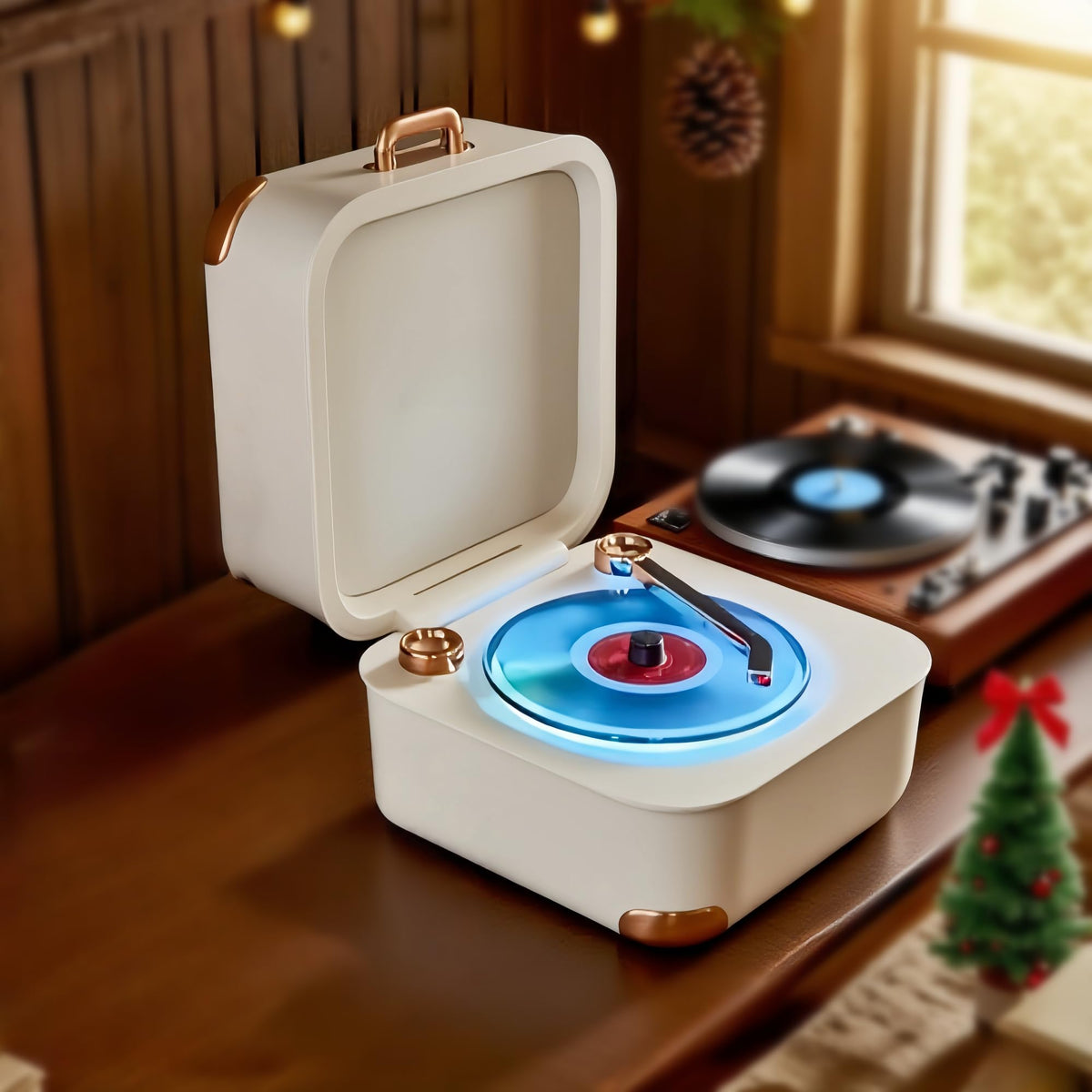 MiniLuxis Retro Bluetooth Speaker front view, compact desk companion with clear sound