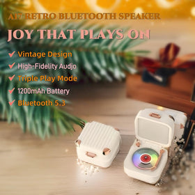 MiniLuxis Retro Bluetooth Speaker side view, vintage style elevating your space
