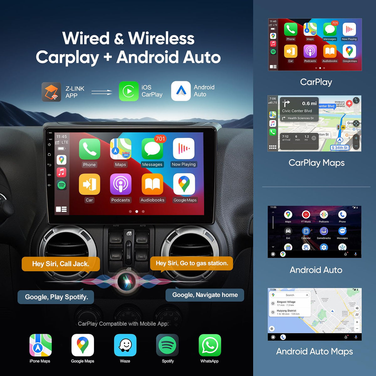 MININAVI 10.2-inch Jeep Wrangler dash shot showing touchscreen integration