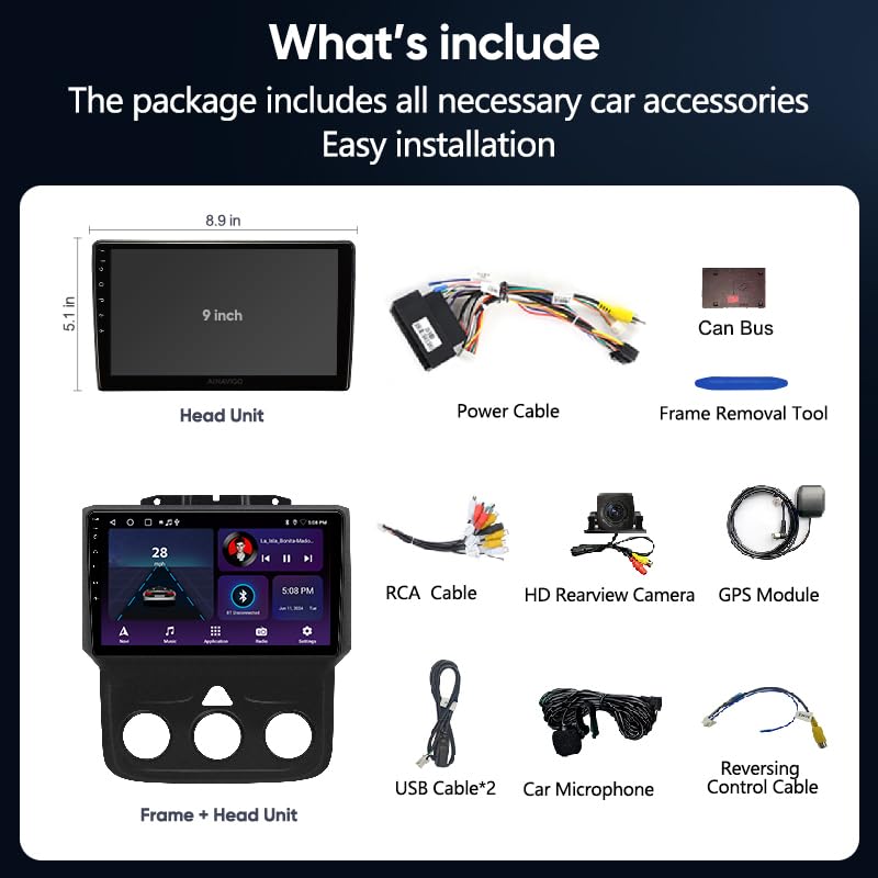 MININAVI Dodge RAM dash kit included for easy installation and a clean fit.