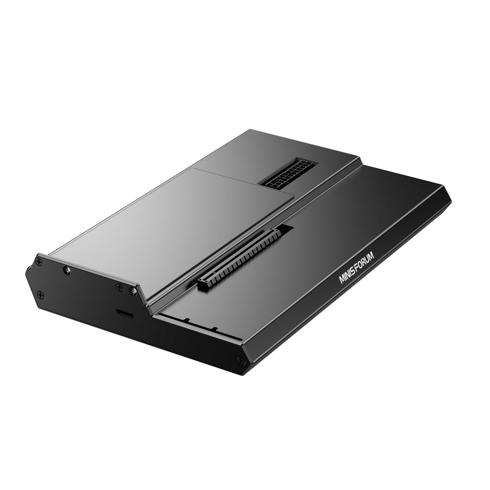 MINISFORUM DEG1 front view shows a compact eGPU dock for RTX 4090 with enhanced graphics capability.