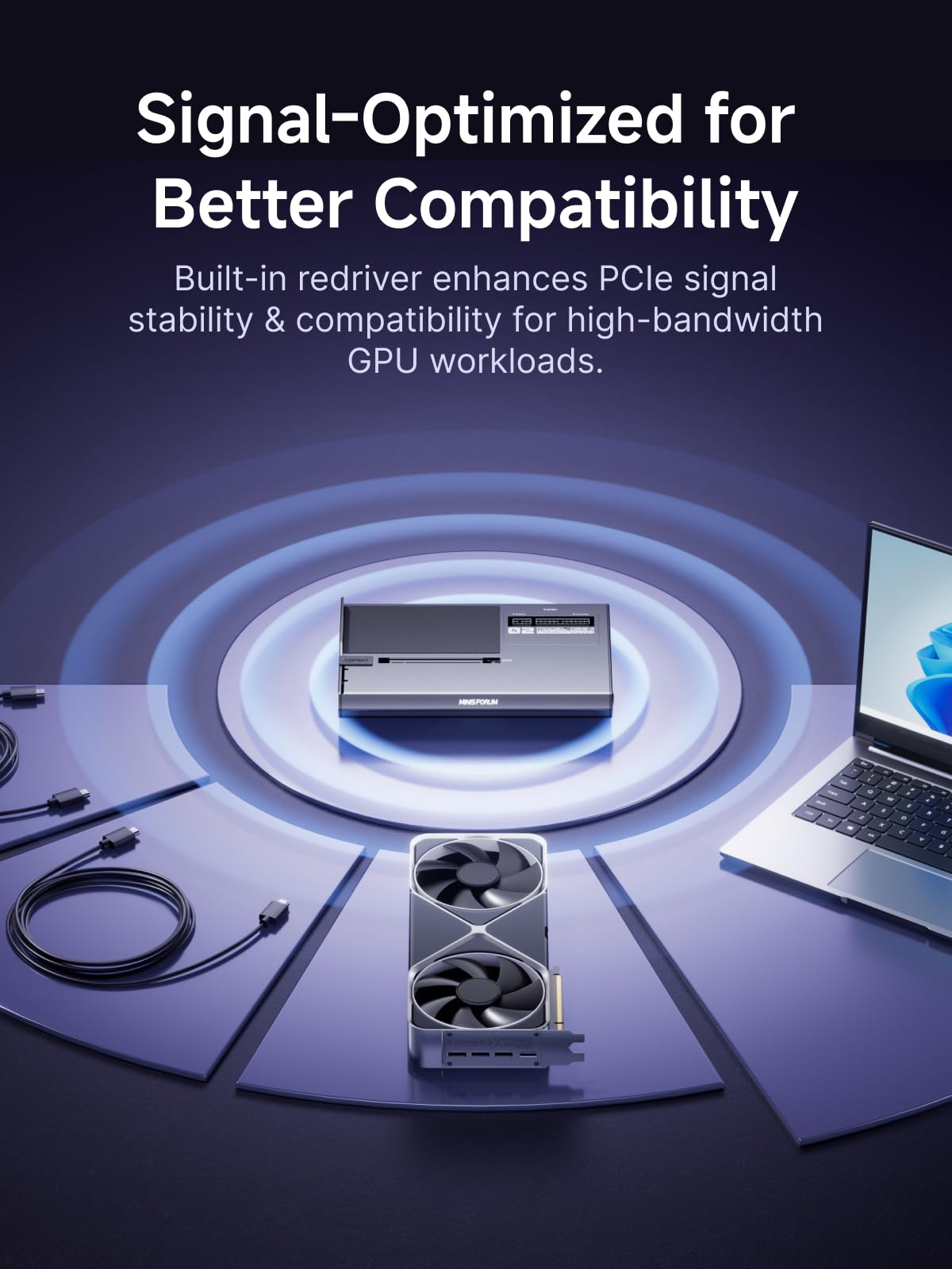 MINISFORUM DEG2 PCIe X16 slot enables GPU or expansion card compatibility