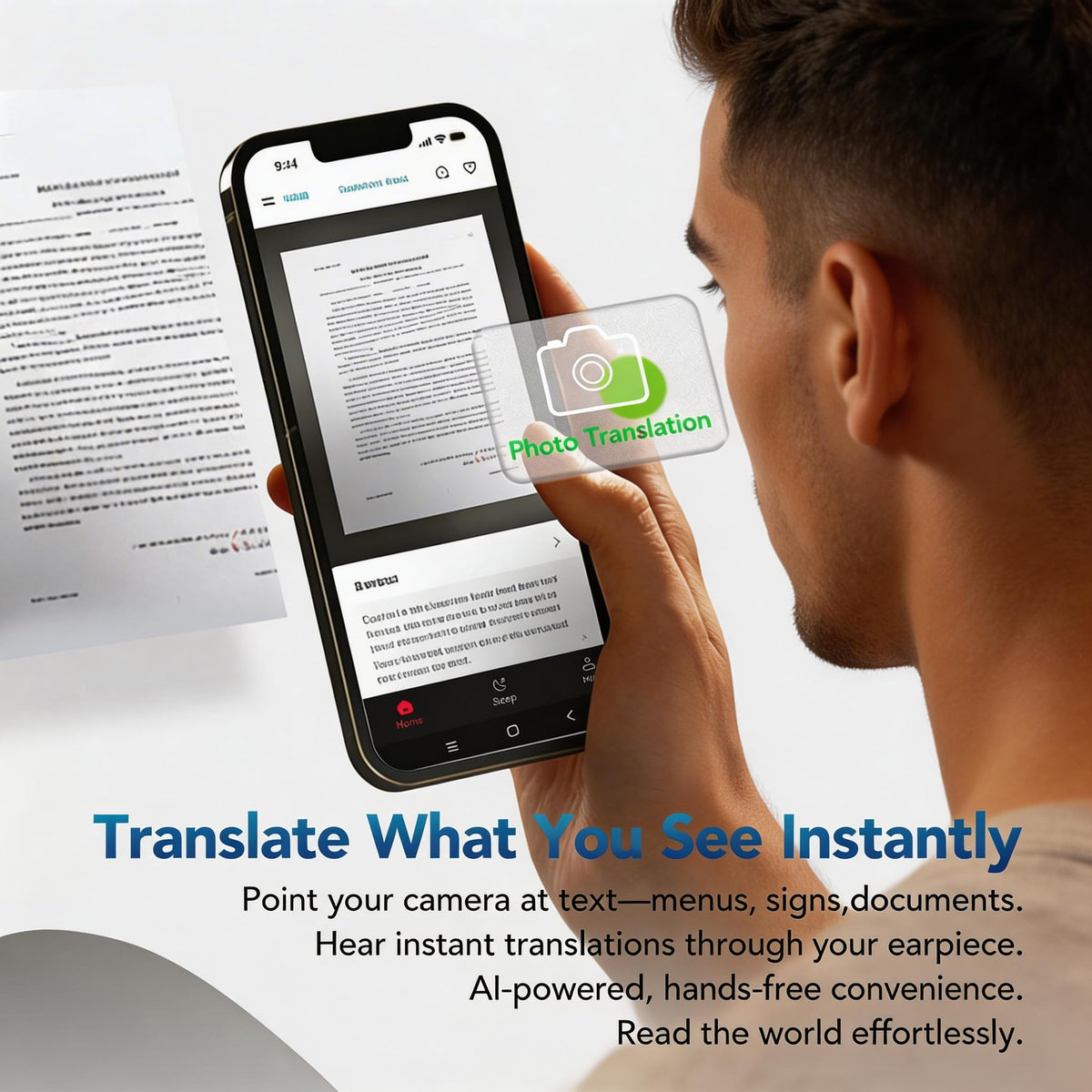 MINISO MS217 online translation mode for instant multilingual conversations.