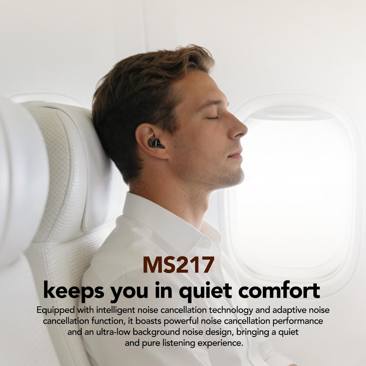 MINISO MS217 sleep earbuds off-white color complements any setup