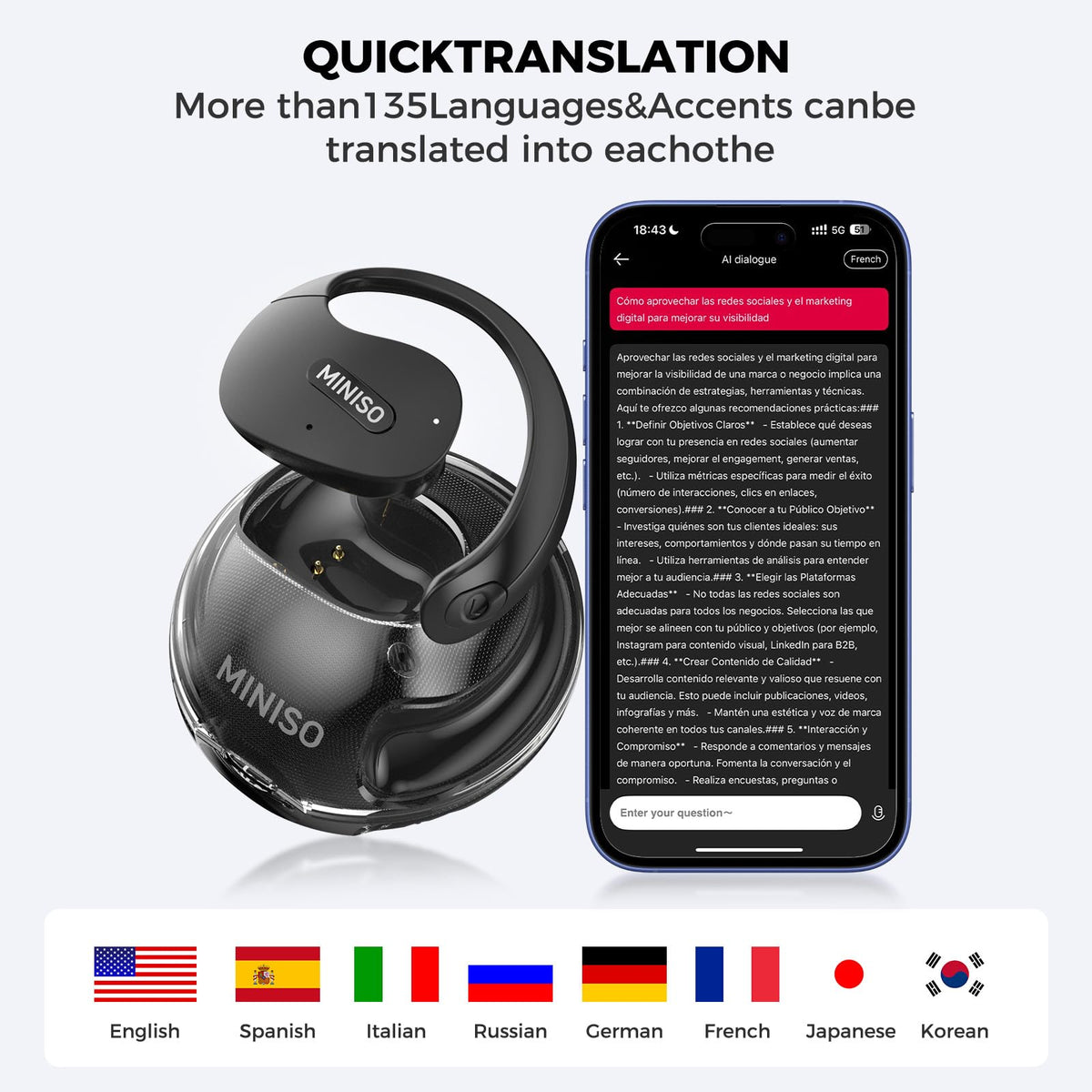 MINISO X15 Pro 14.2mm driver delivers immersive, clear sound.