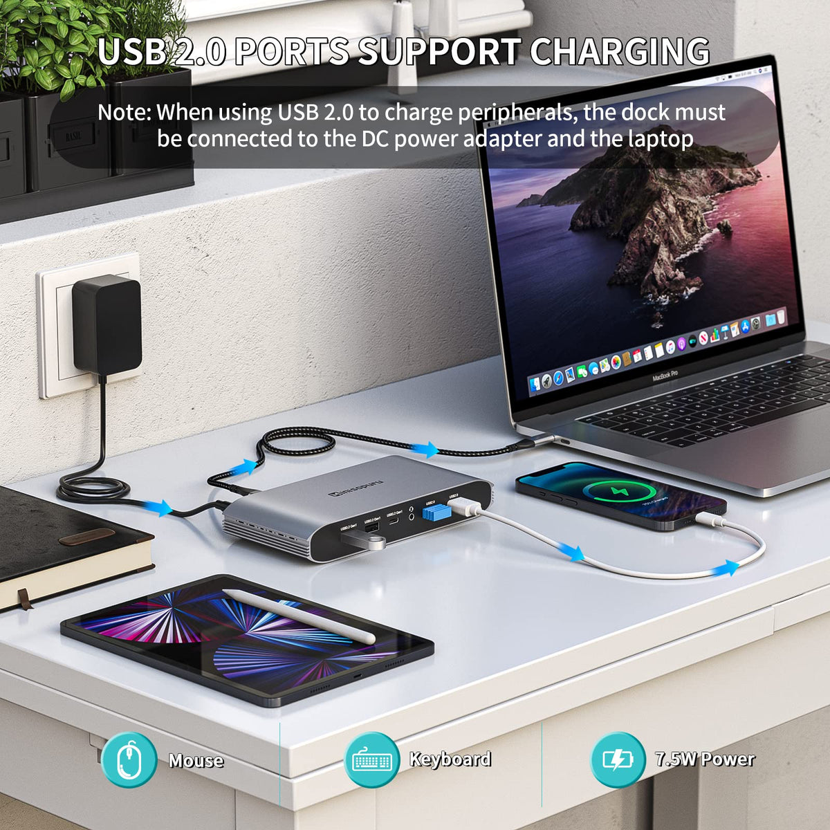 Minisopuru dock demonstrates 4K output across two displays for richer visuals.