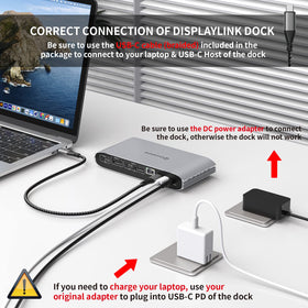 Minisopuru DisplayLink unit with 36W PD supports laptop charging.