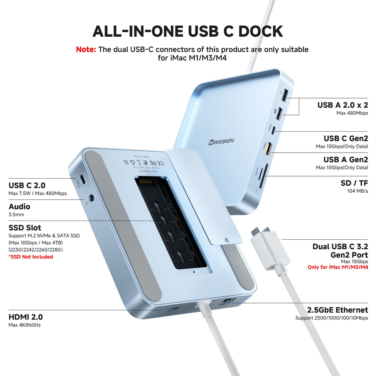 Minisopuru DS802PRO 2-5GbE Ethernet for fast, stable network access.