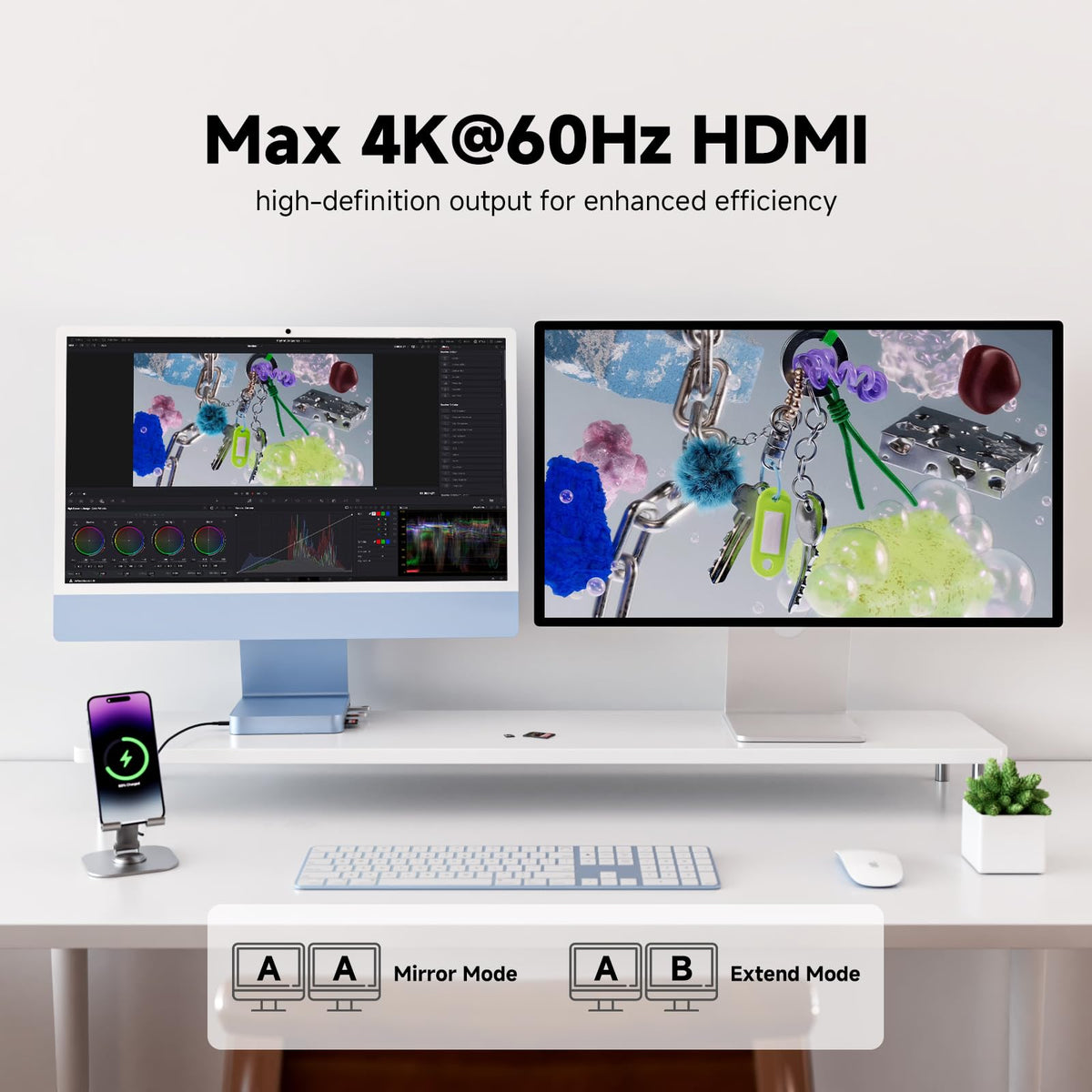 Minisopuru DS802PRO USB-C charging port keeps your Mac powered without reaching behind.