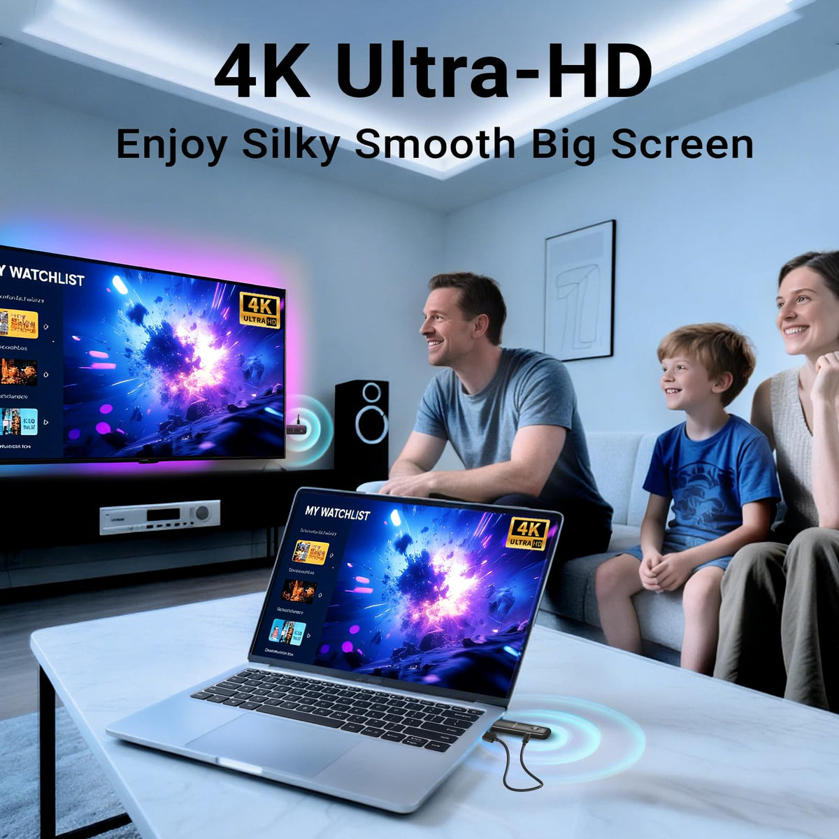 MINIX H4K wireless HDMI receiver delivers synchronized audio and video to a display