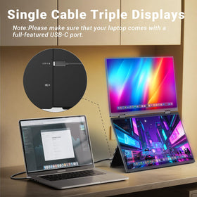 MINIX SF15 triple-display MacBook-ready setup for extended workspace.