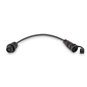 Minn Kota adapter front connector showing metal tips and waterproof seal for reliable sonar