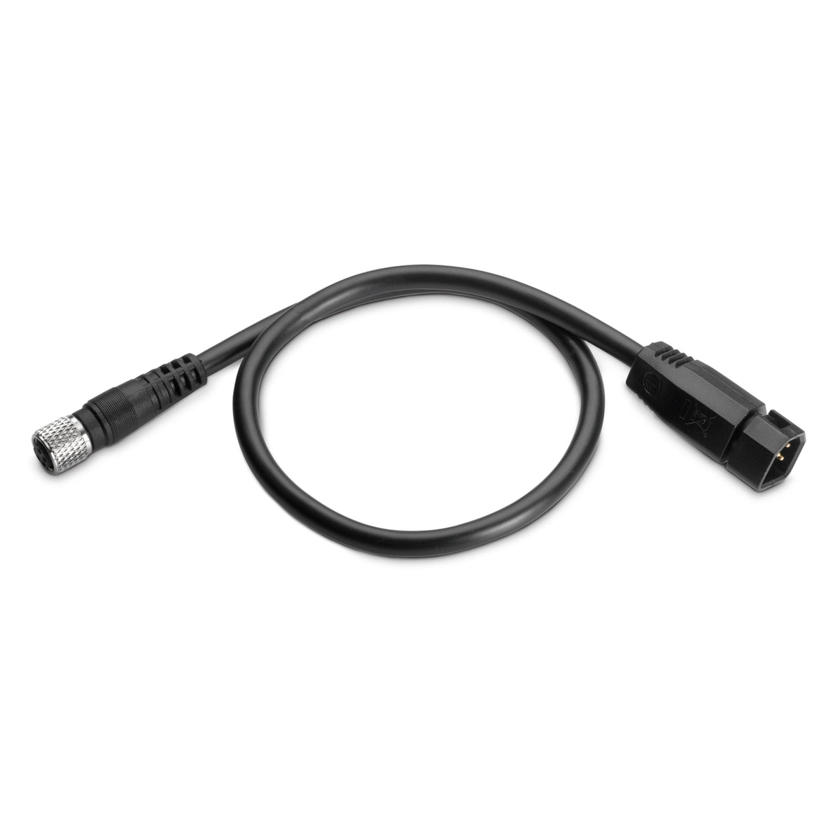 Minn Kota MKR-US2-8 adapter connects Humminbird 7-pin setup for integrated sonar on a trolling motor.