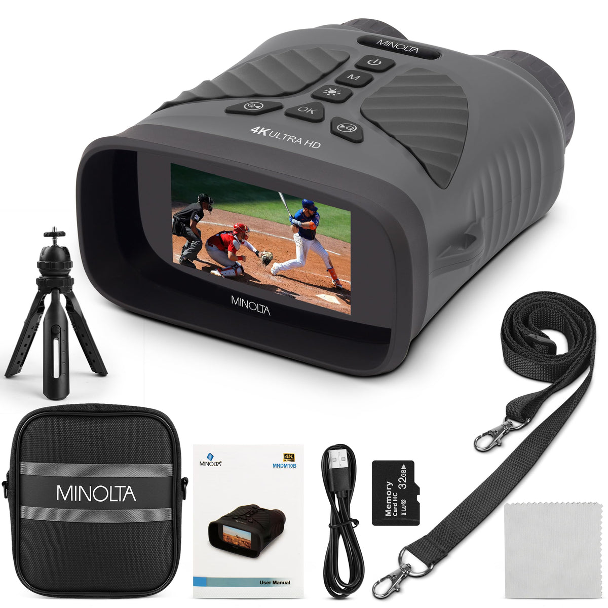 Minolta 10x25 night vision monocular front view, compact for quick outdoor scouting.
