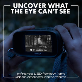Minolta 10x25 night vision monocular side view with built-in 4K camera
