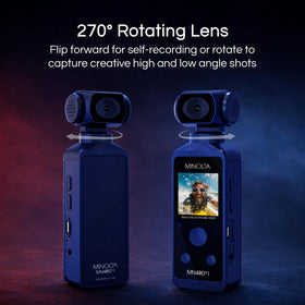 Minolta 4K pocket camcorder kit includes essential accessories and 16GB card.