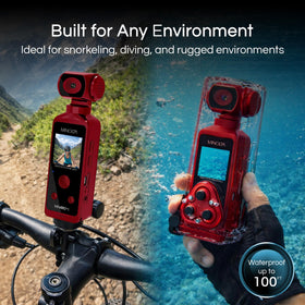 Minolta 4K Pocket Camcorder waterproof case 100ft for underwater filming