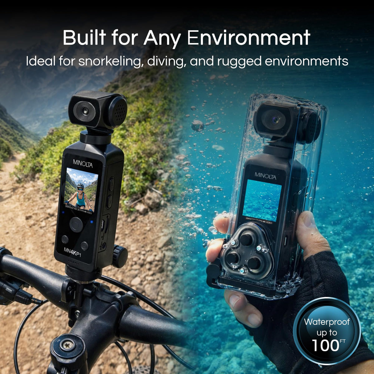 Minolta 4KP1 underwater case equipped for snorkeling and diving