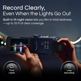 Minolta camcorder 3-inch touchscreen simplifies framing, playback, and menu navigation.