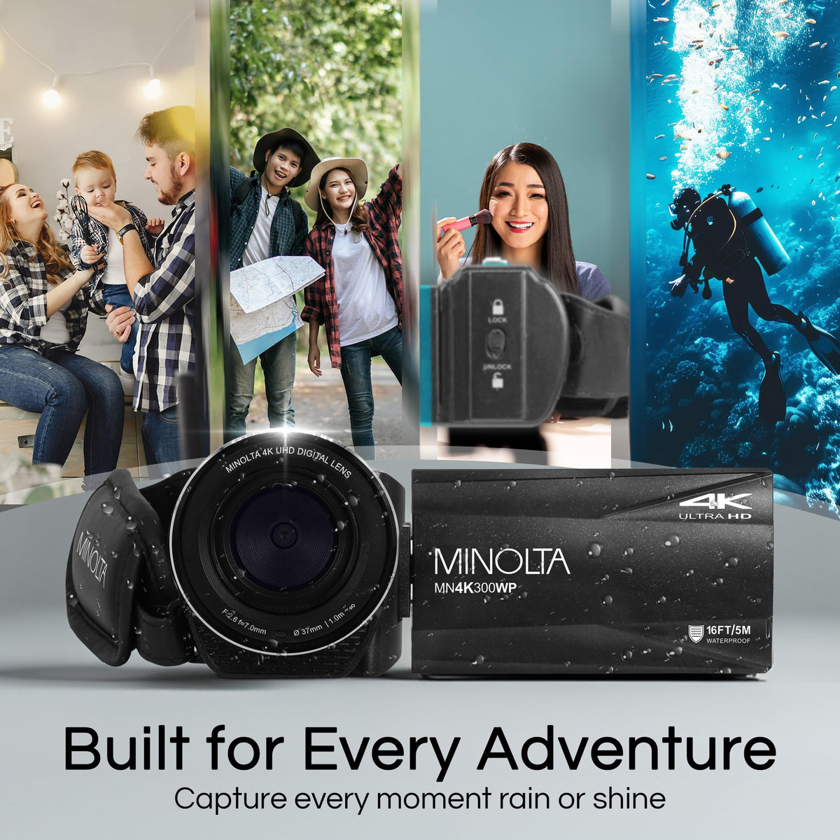 Minolta MN4K300WP supports Time Lapse and Loop Recording for creative storytelling.