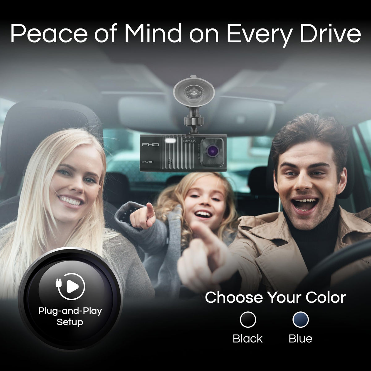 Minolta MNCD338T LCD screen enables quick on-dashboard footage review.
