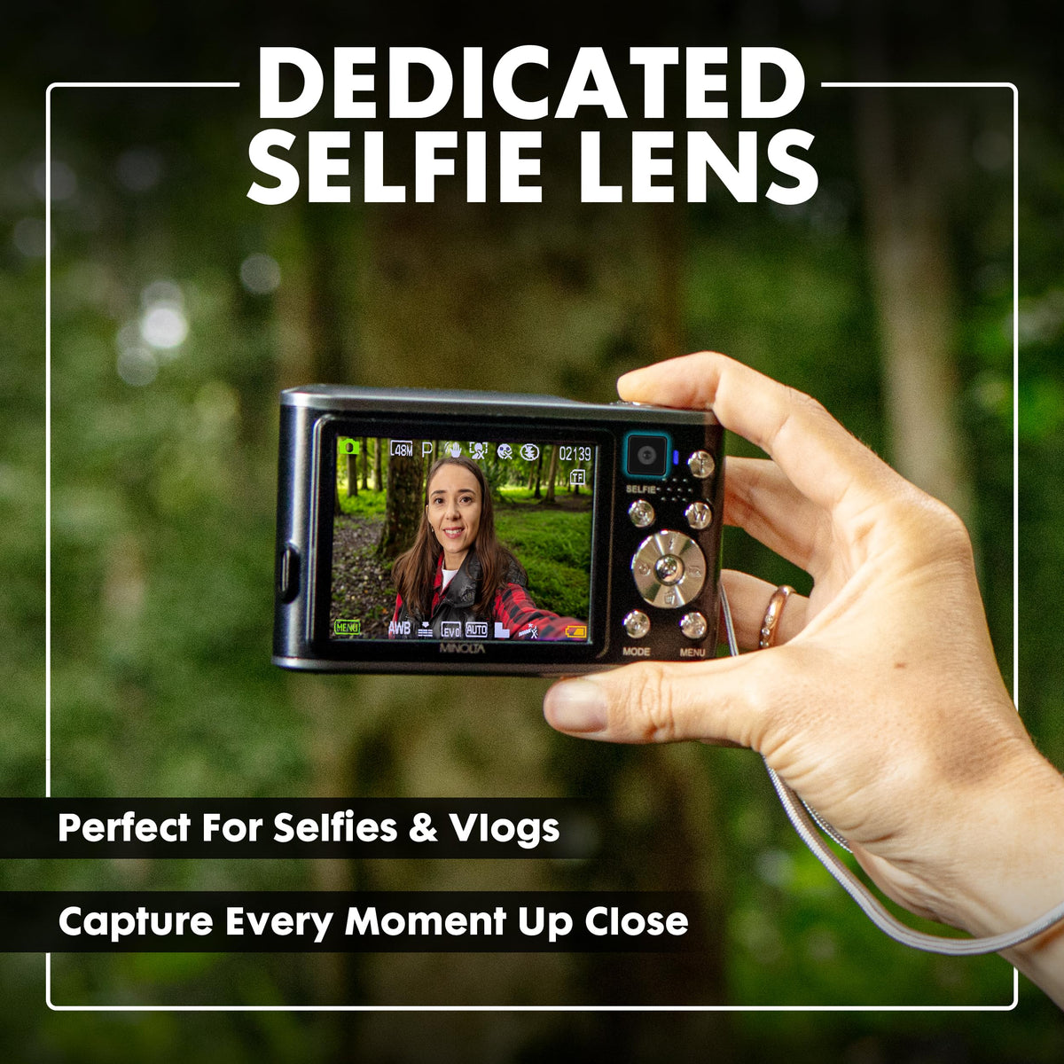 Rear selfie lens captures well lit portraits for quick social sharing.