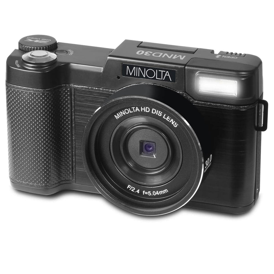 Minolta front view showing compact body and intuitive grip for confident handling