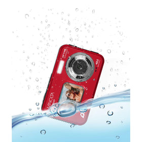 Minolta waterproof up to 13ft for pool and snorkeling shoots.
