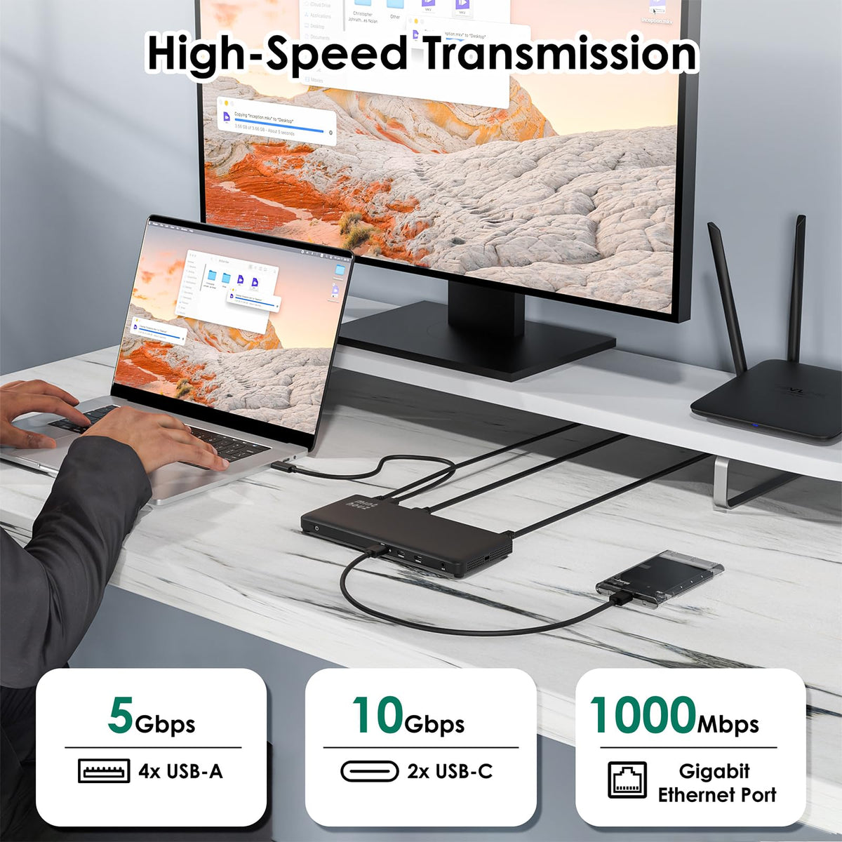Minthouz 12-in-1 docking station dual HDMI outputs for multi-monitor setups