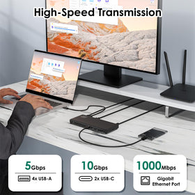 Minthouz 12-in-1 docking station dual HDMI outputs for multi-monitor setups