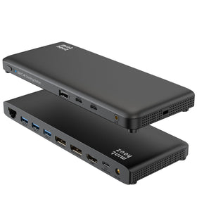 Minthouz 12-in-1 docking station shows multiple ports for a clean desk setup