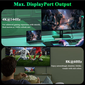 Minthouz DP 8K 60Hz detail output on a laptop for rich visuals.