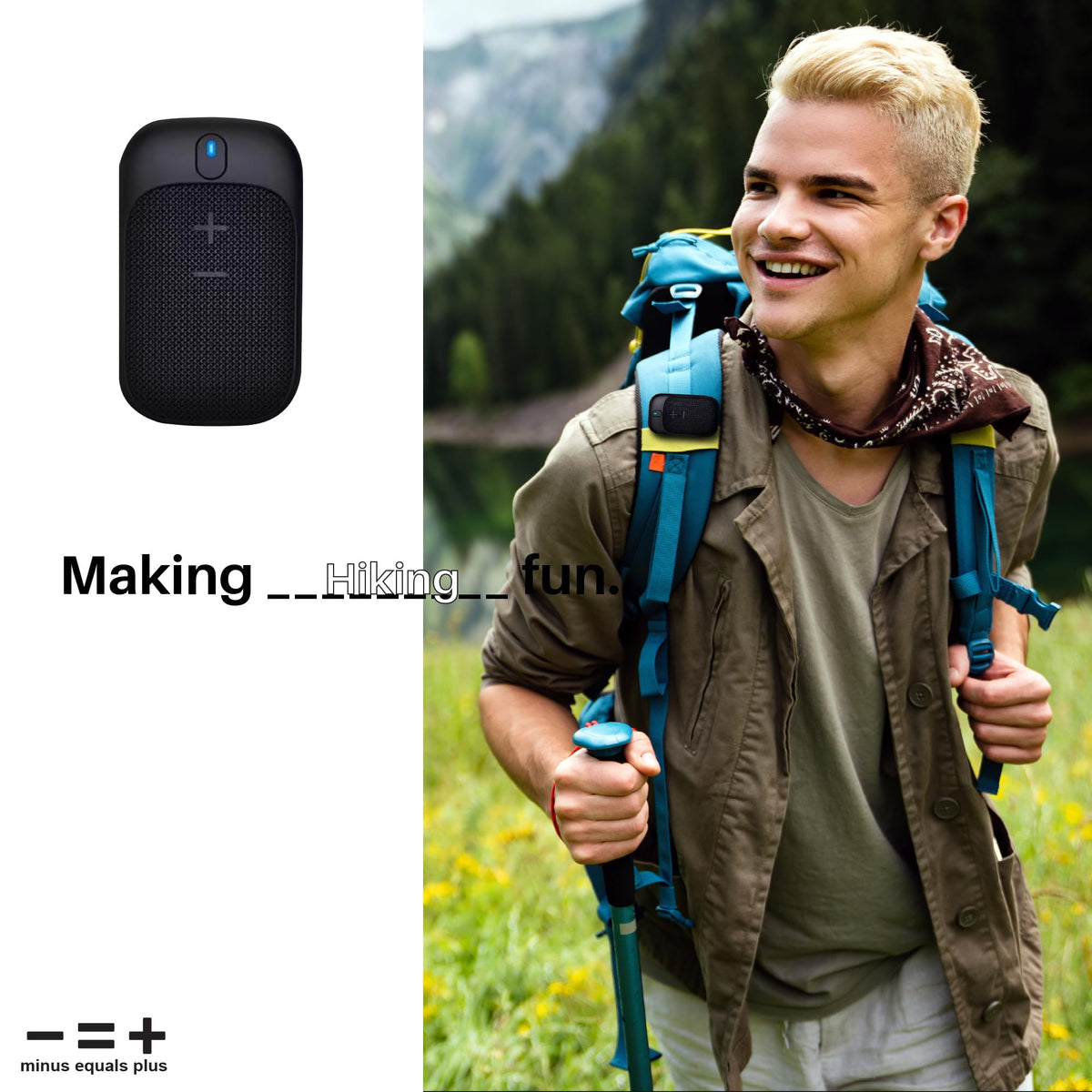 MINUS EQUALS PLUS portable on-course audio ready for quick tunes