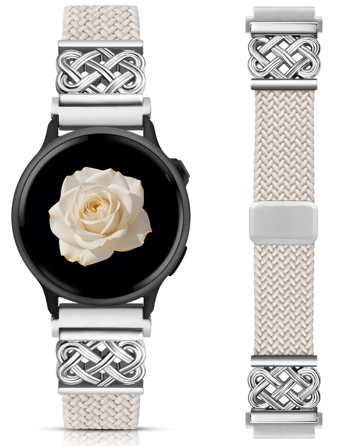 Minyee 20mm braided nylon band with magnetic closure for Garmin watches—easy on/off and secure fit.