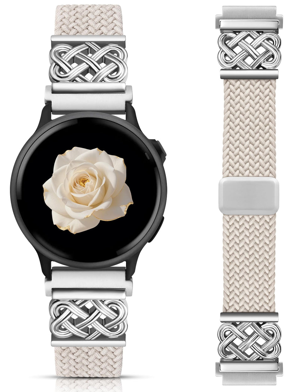 Minyee 20mm braided nylon band with magnetic closure for Garmin watches—easy on/off and secure fit.