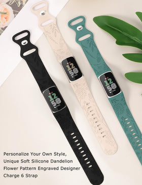 Minyee silicone watch band with dandelion motif provides soft comfort during workouts.