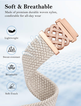 Minyee 20mm band securely attaches with magnetic closure for quick on-off.