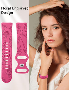 Minyee close-up of engraving and soft silicone texture on Charge 6 band