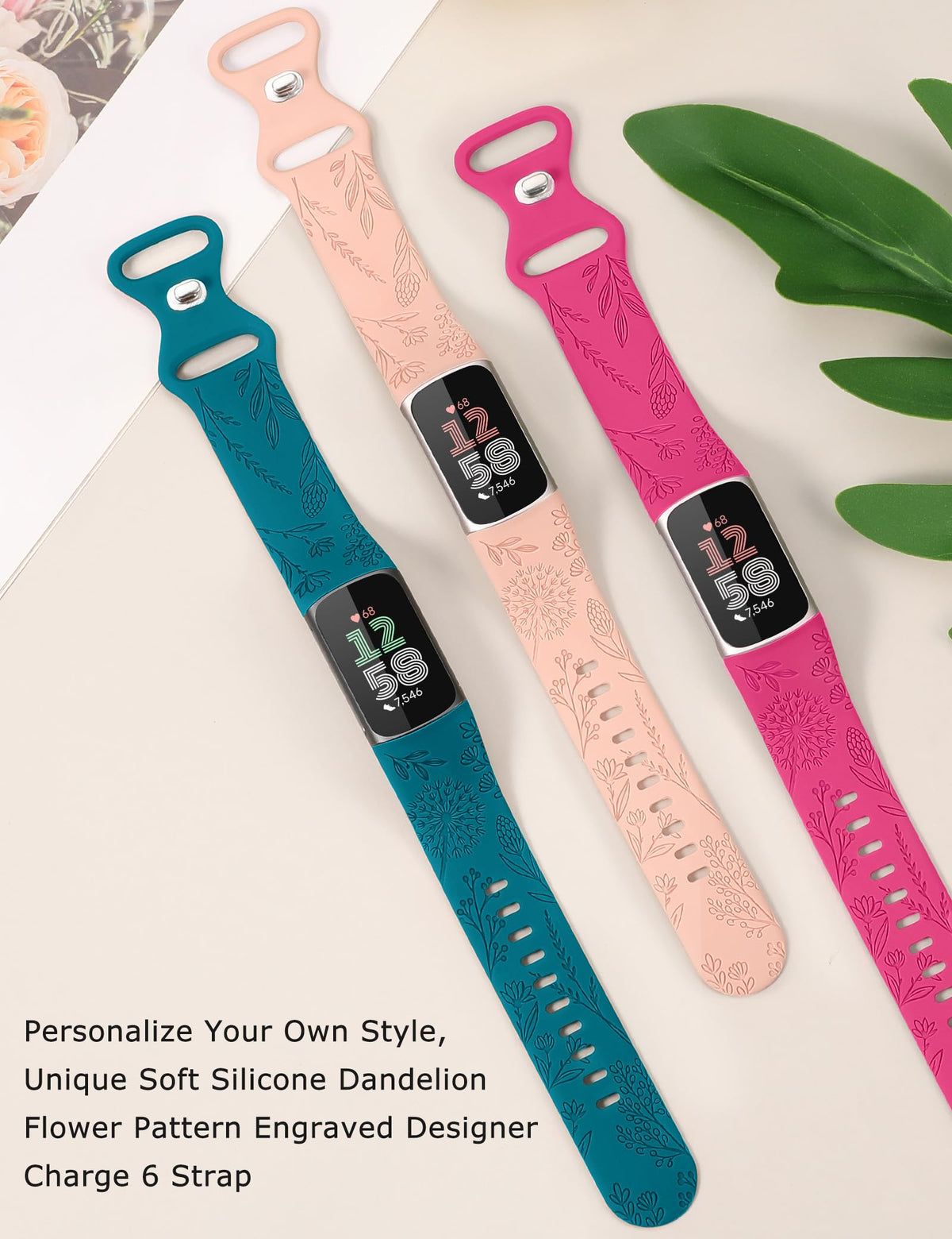 Minyee Charge 6 hot pink floral band offers lightweight comfort for active wear