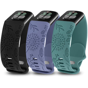 Minyee floral engraved band for Charge 6 with wildflower pattern—stylish and durable.