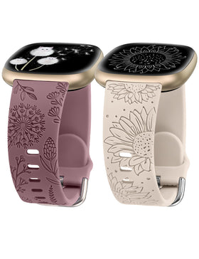 Minyee floral engraved band with dandelion for Versa, comfortable daily wear