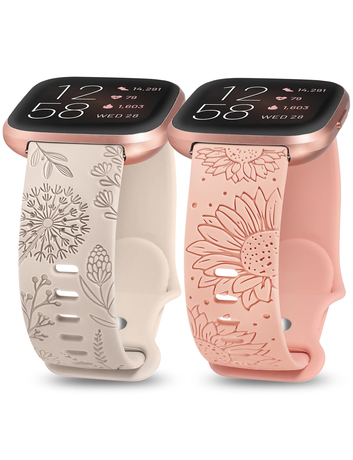 Minyee floral engraved Versa 2 band with wildflowers for daily wear