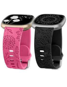 Minyee floral engraved Versa 4 band with dandelion pattern for all day comfort