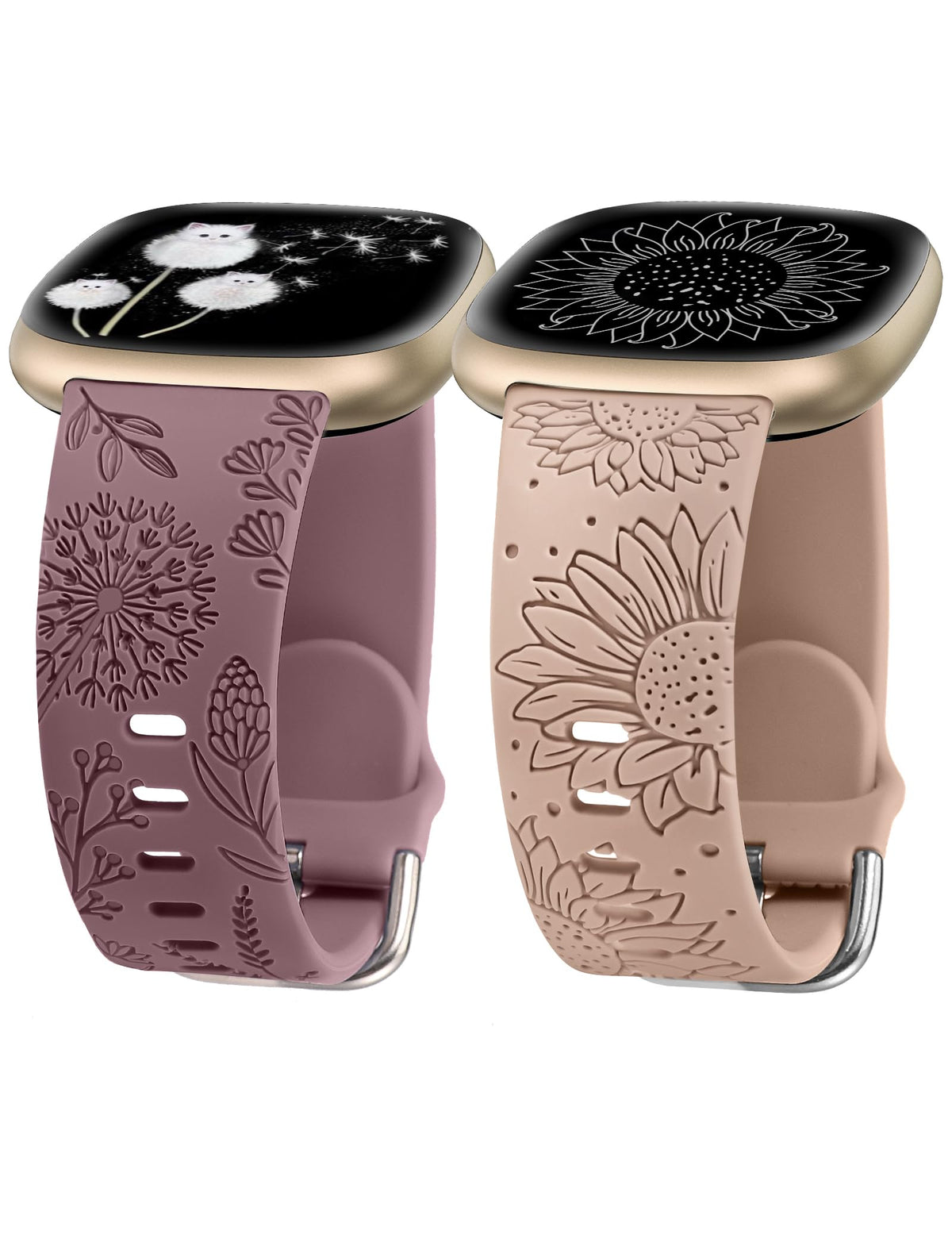 Minyee floral engraved band for Versa 4 offers durable, skin-friendly comfort for daily wear.