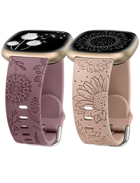 Minyee floral engraved band for Versa 4 offers durable, skin-friendly comfort for daily wear.