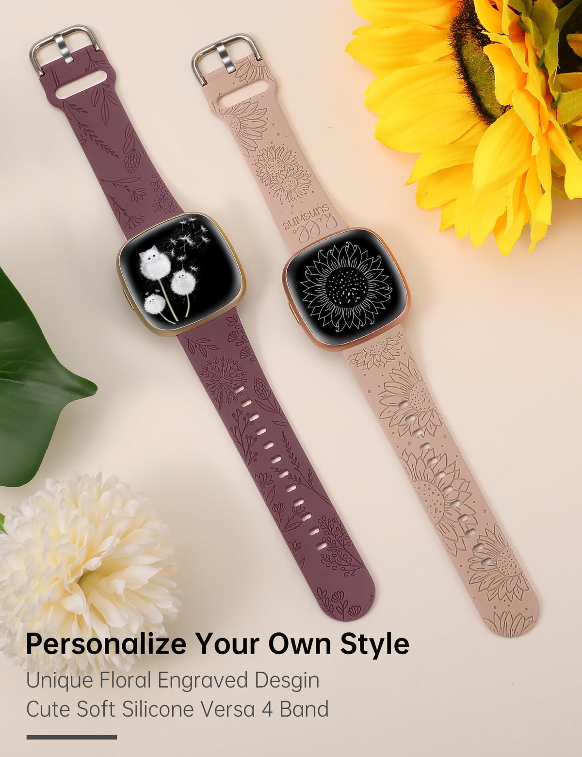Minyee holiday-inspired engraved Versa band with vibrant patterns for celebrations.