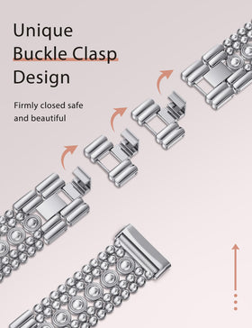 Minyee Versa 3 silver studded-link band with fold-over style for secure fit