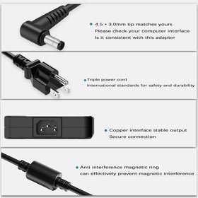 MINZCUZ compact power adapter with 4.5x3.0mm connector secure fit.