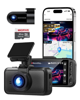 Miofive dashcam front 4K view captures ultra-crisp daytime footage for plates and lanes
