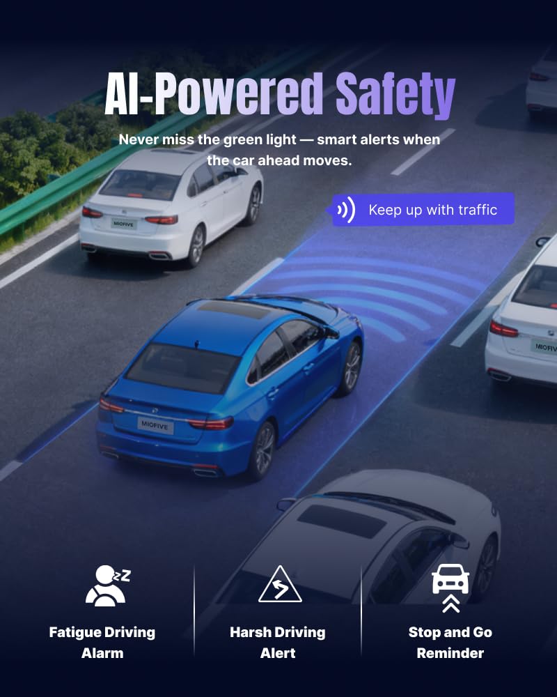 Miofive dashcam G-sensor locks important clips after a collision